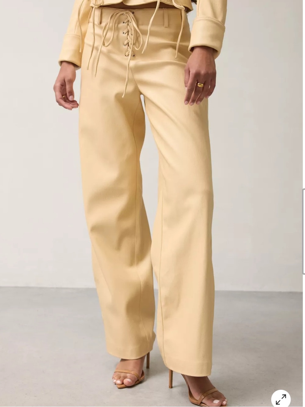 Saemdi Gia Pu Pleather Wide-Leg Lace-Up Front Pants